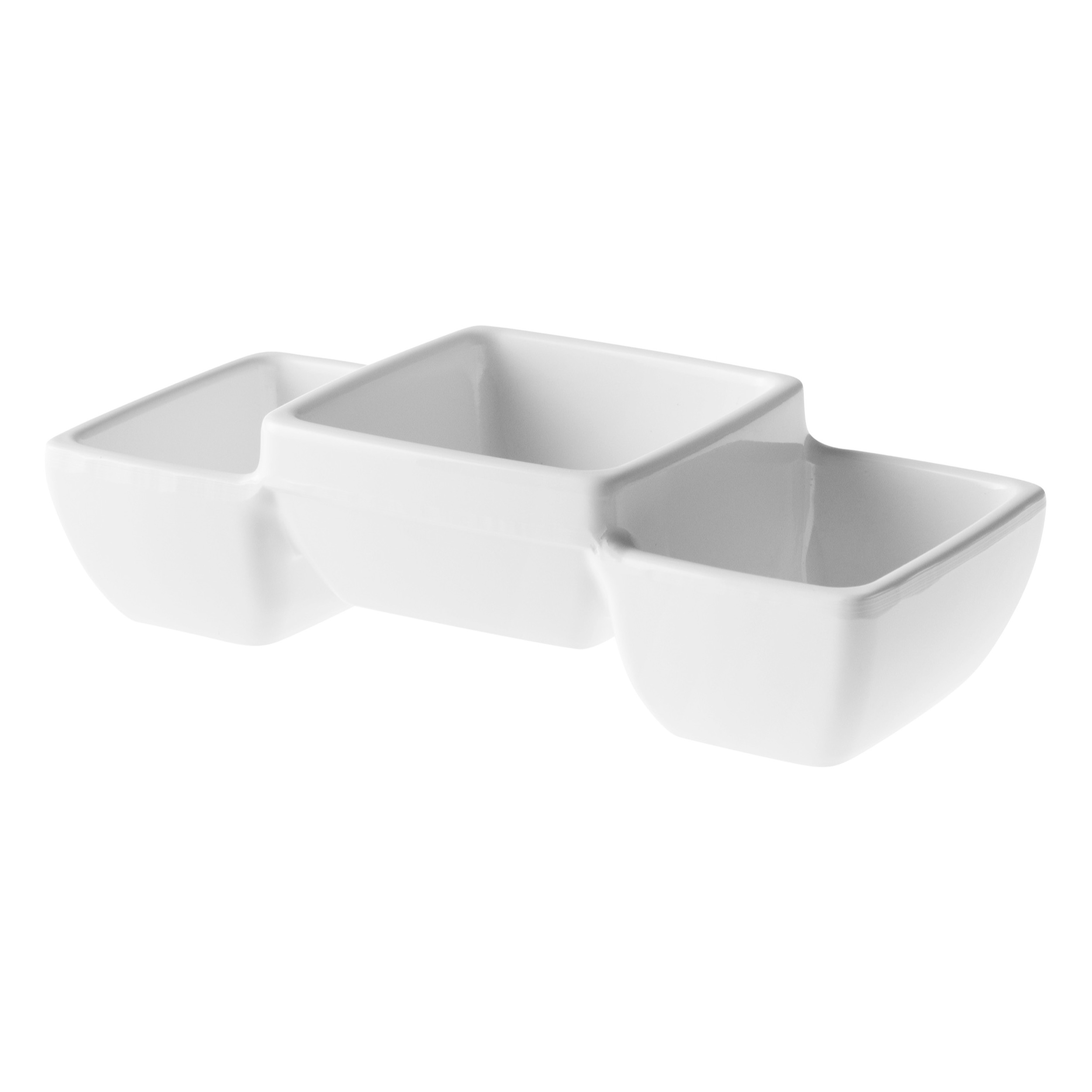 Truyts Schaal 14X6 Cm Rechthoekig Met 3 Vierkante Bakjes Wit Melami (Set van 12)