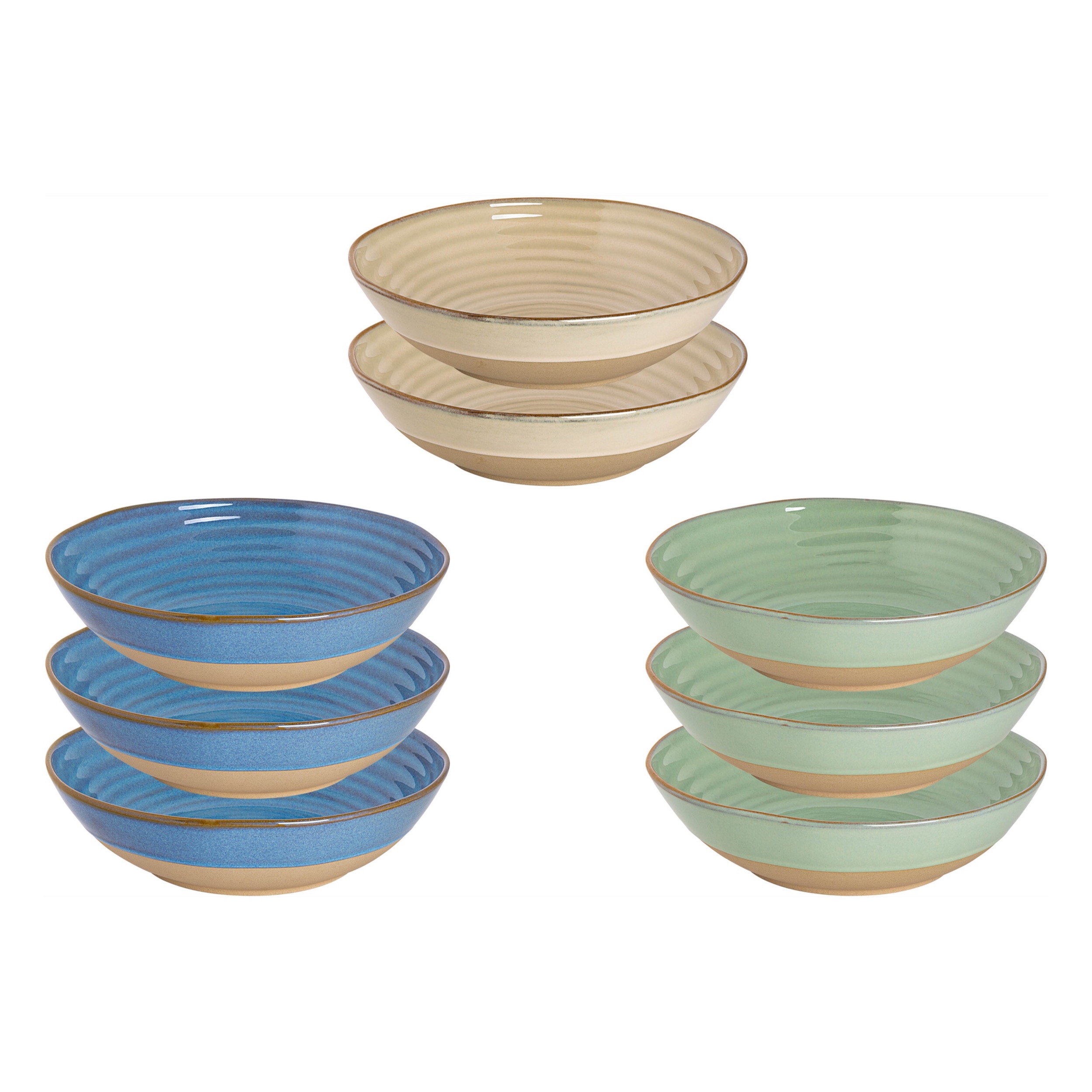 Palmer Dublin Bord Diep 22 Cm Asorti Blauw Groen Beige (Set van 8)