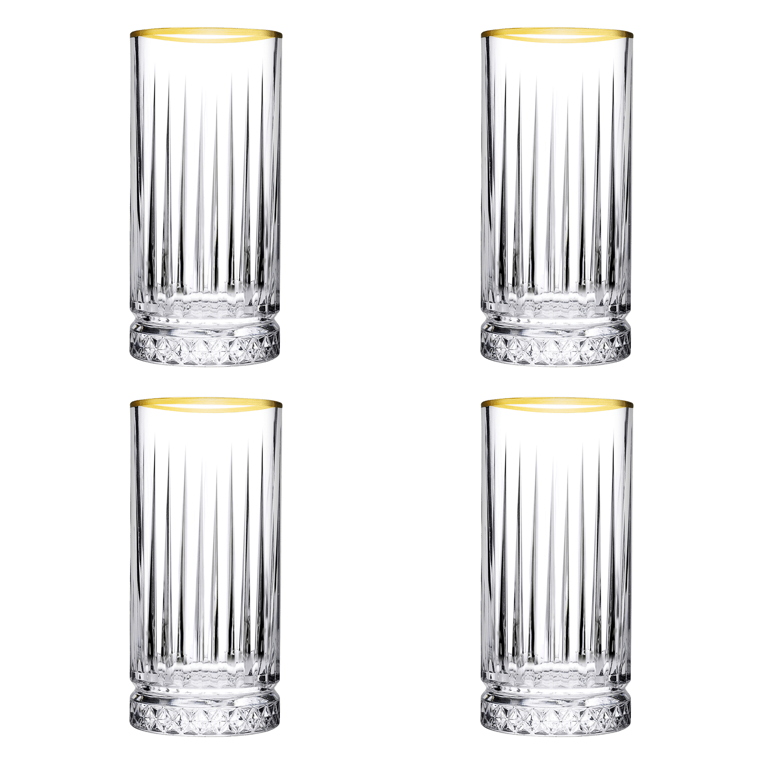 Pasabahce Elysia Longdrinkglas 28 cl Gouden Rand (Set van 4)